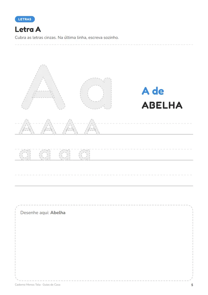 Página da letra A para cobrir